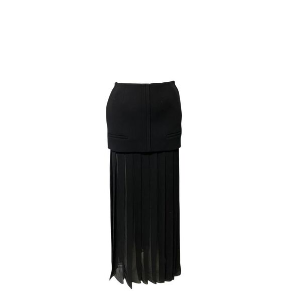 Vera Wang Pleated Maxi Skirt in Black Acetate - Picture 1 of 5